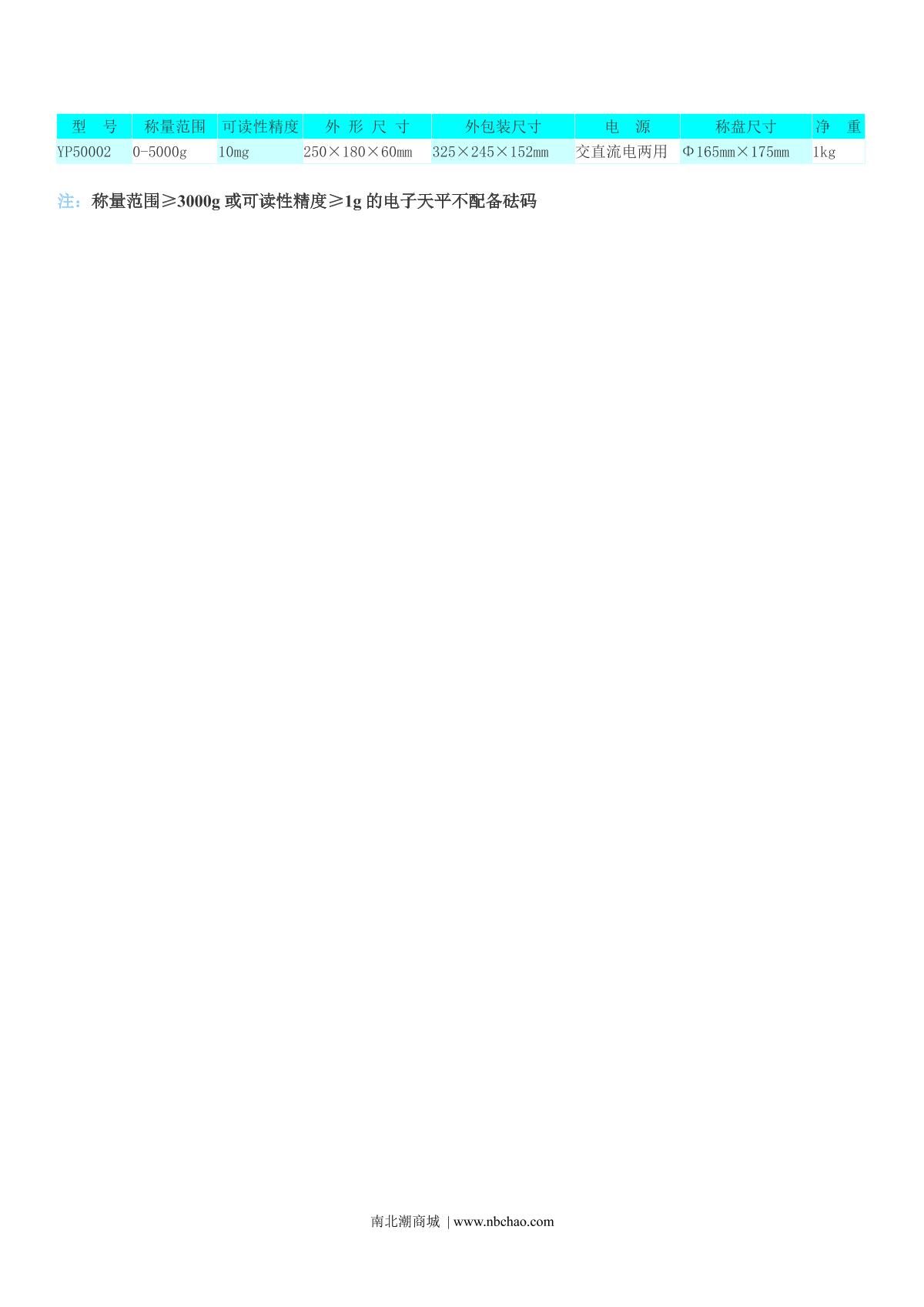 YuePing YP50002 Electronic Balance brochure page 2