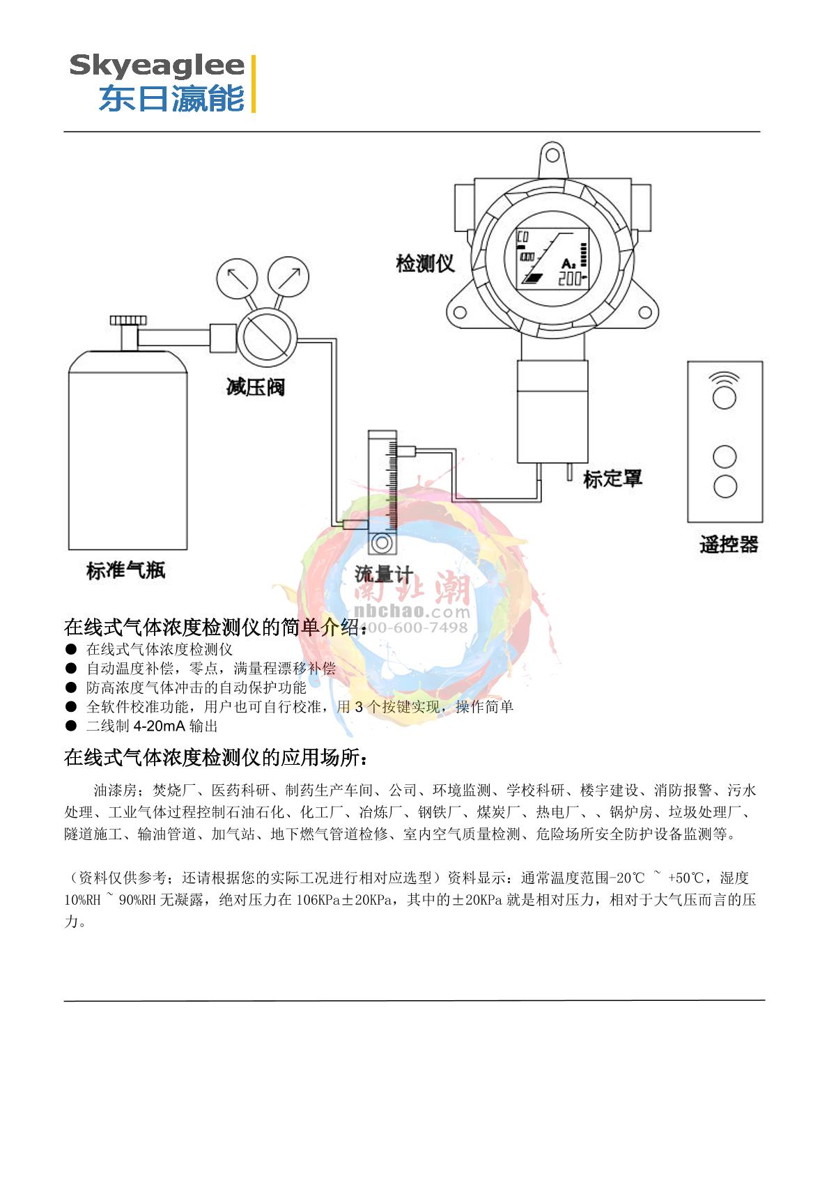 Skyeaglee SK/MIC-600-NH3-Y/10000 On-line ammonia Gas Detector brochure page 6