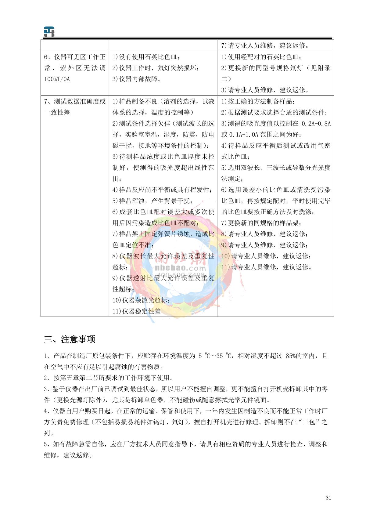 jinghua 759S UV-Visible SpectrophotometerManual page 32