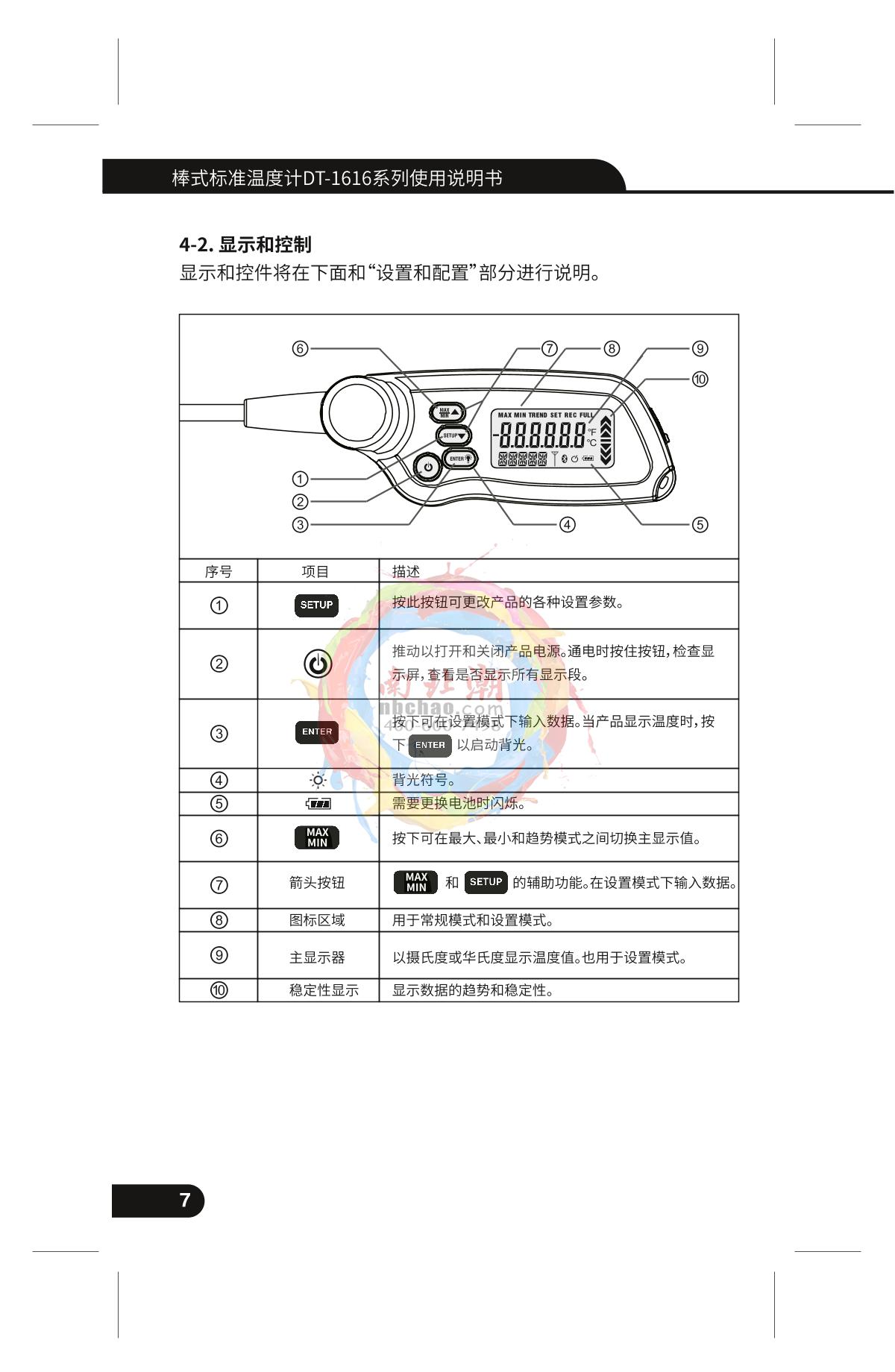CEM DT-1616B Standard rod thermometerManual page 7