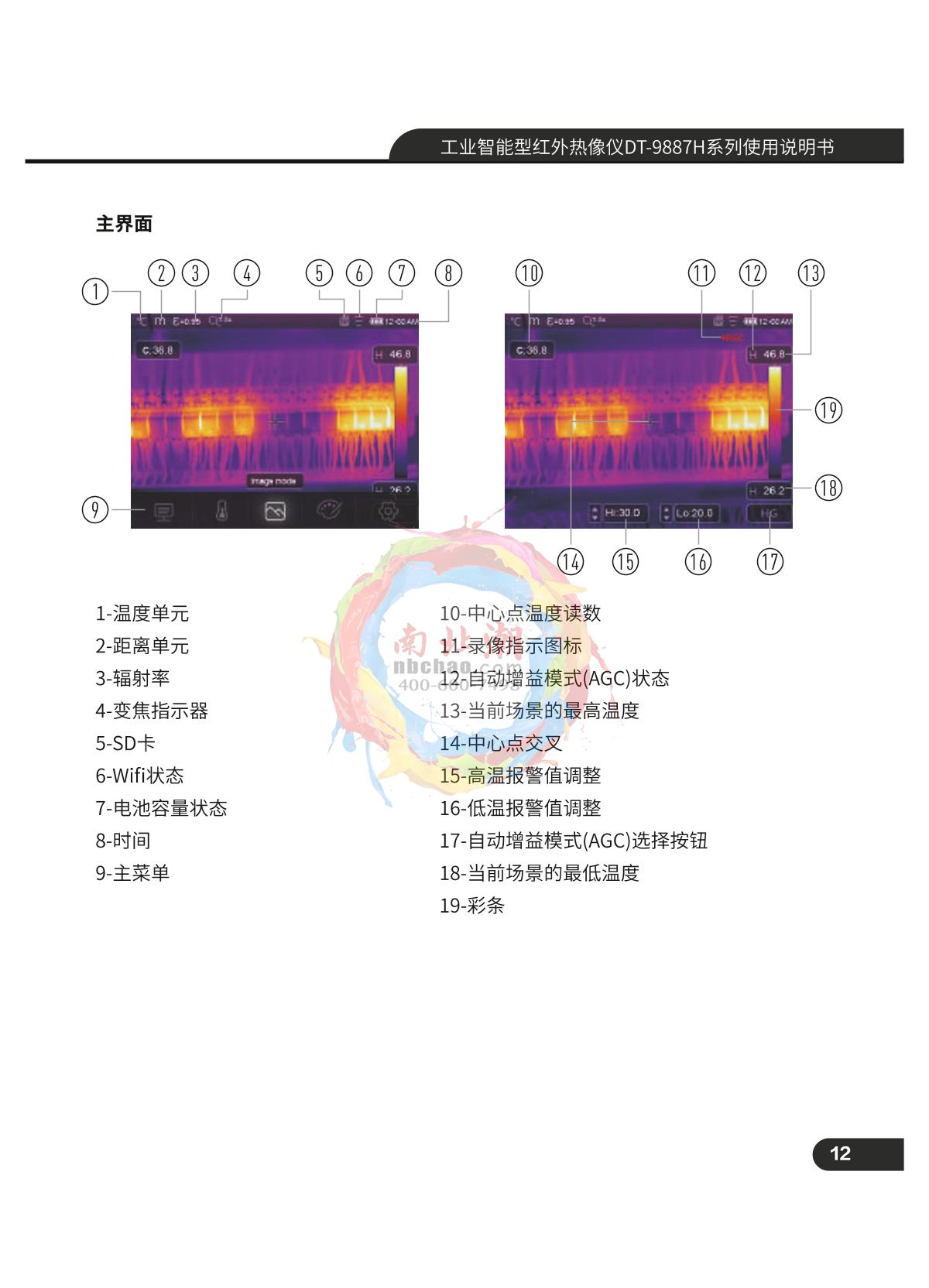 CEM DT-9887 Infrared thermal imagerManual page 13
