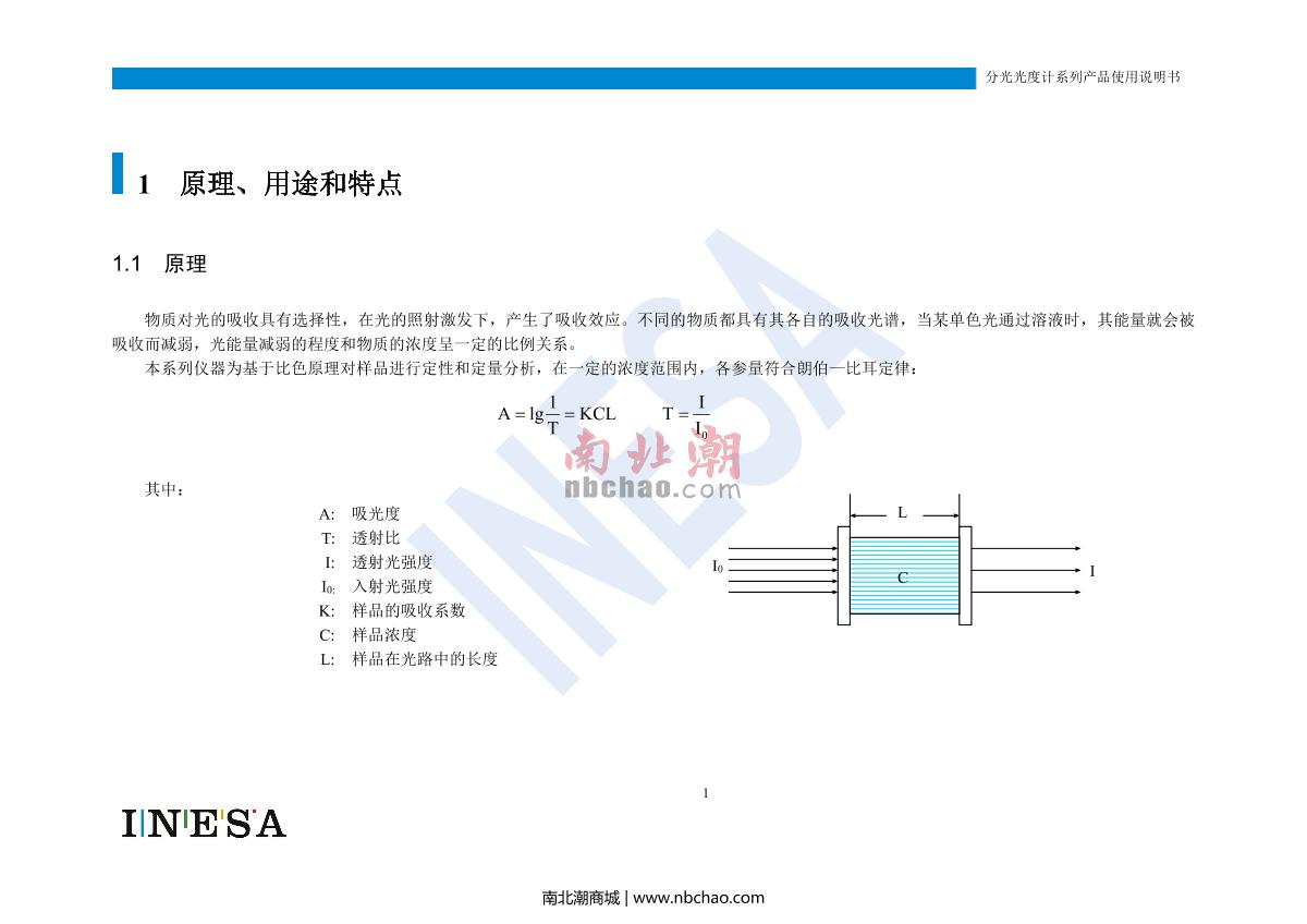ShangFen 752N UV-Visible SpectrophotometerManual page 3