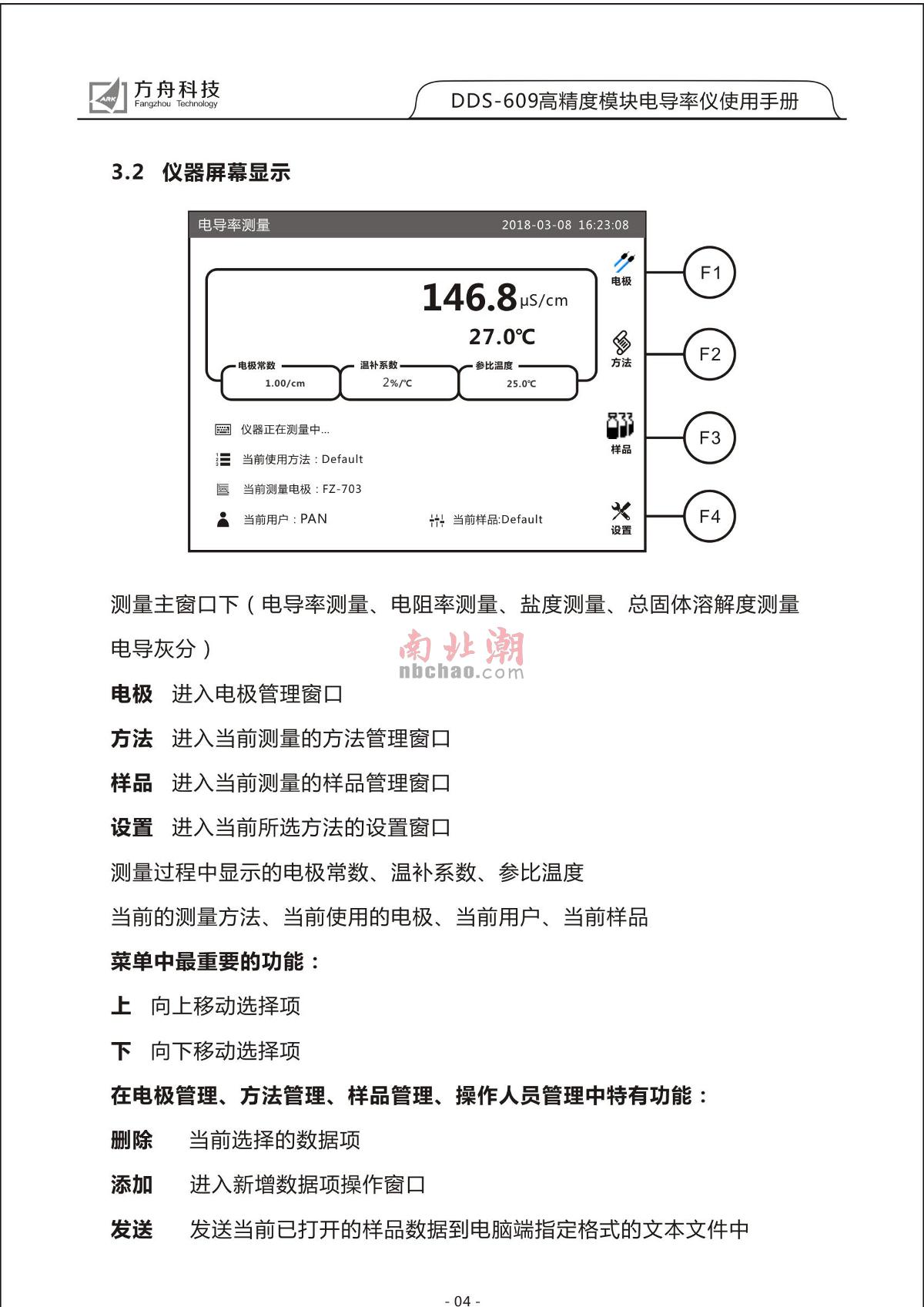 FZchina DDS-609 High-Precision Module Conductivity MeterManual page 6