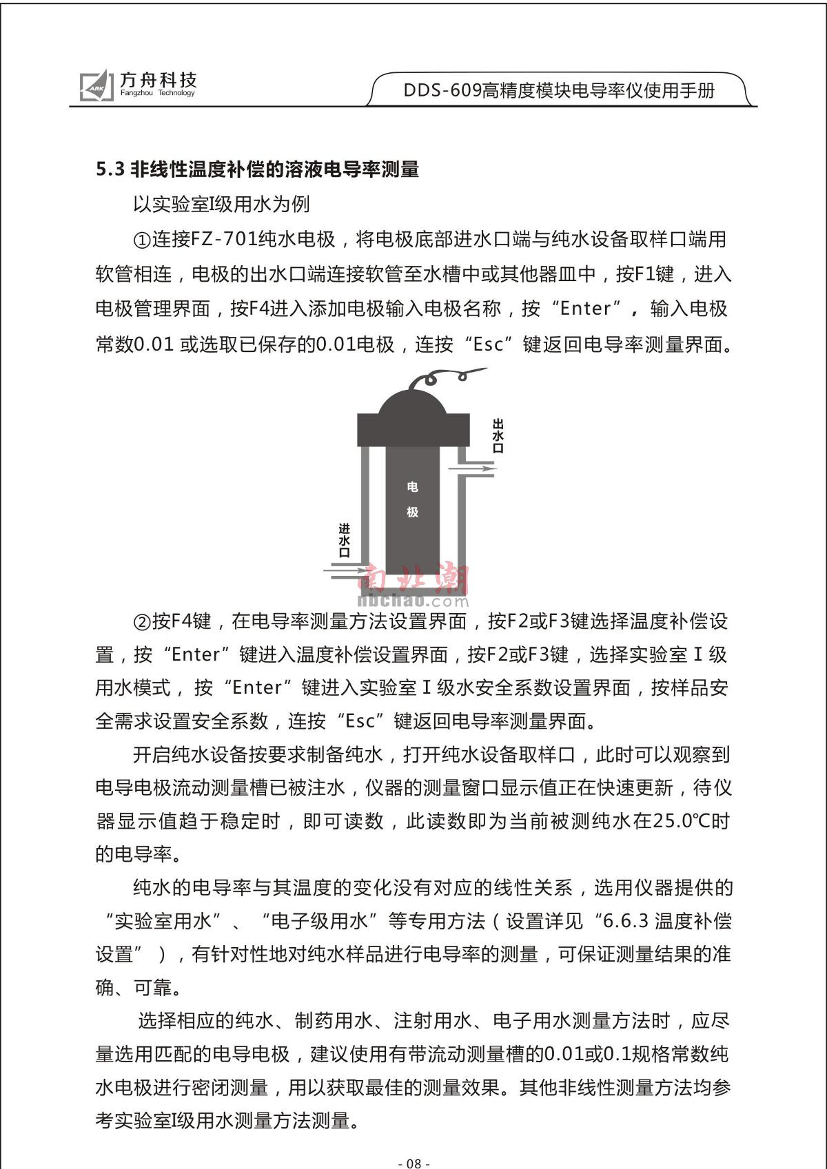 FZchina DDS-609 High-Precision Module Conductivity MeterManual page 10