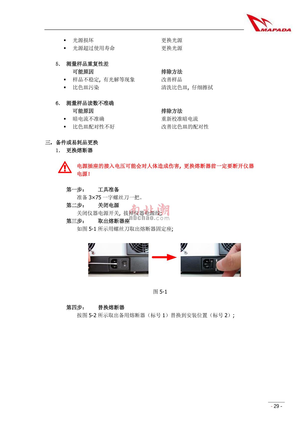 mapada V-1800PC Visible SpectrophotometerManual page 31