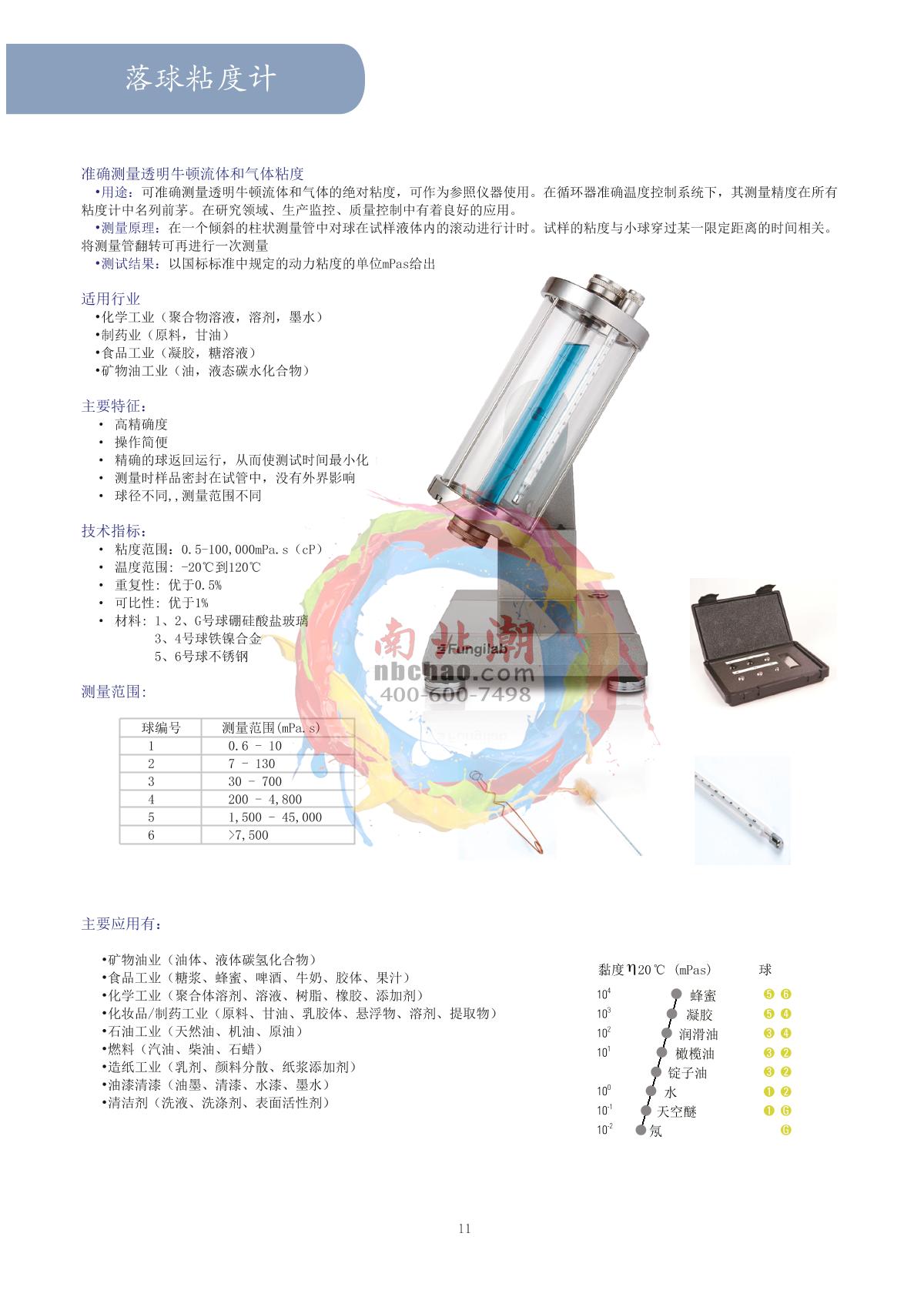 Fungilab ViscoBall falling ball viscometer brochure page 1