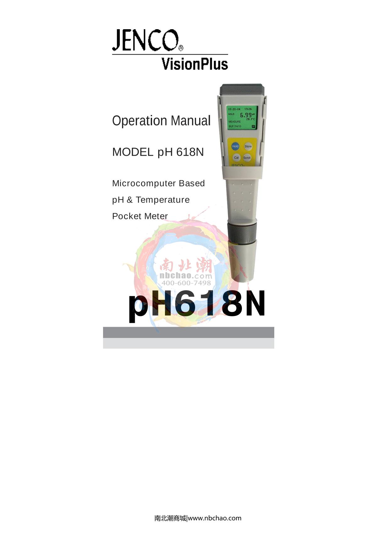 JENCO 618N Pen pH temperature TesterManual page 1