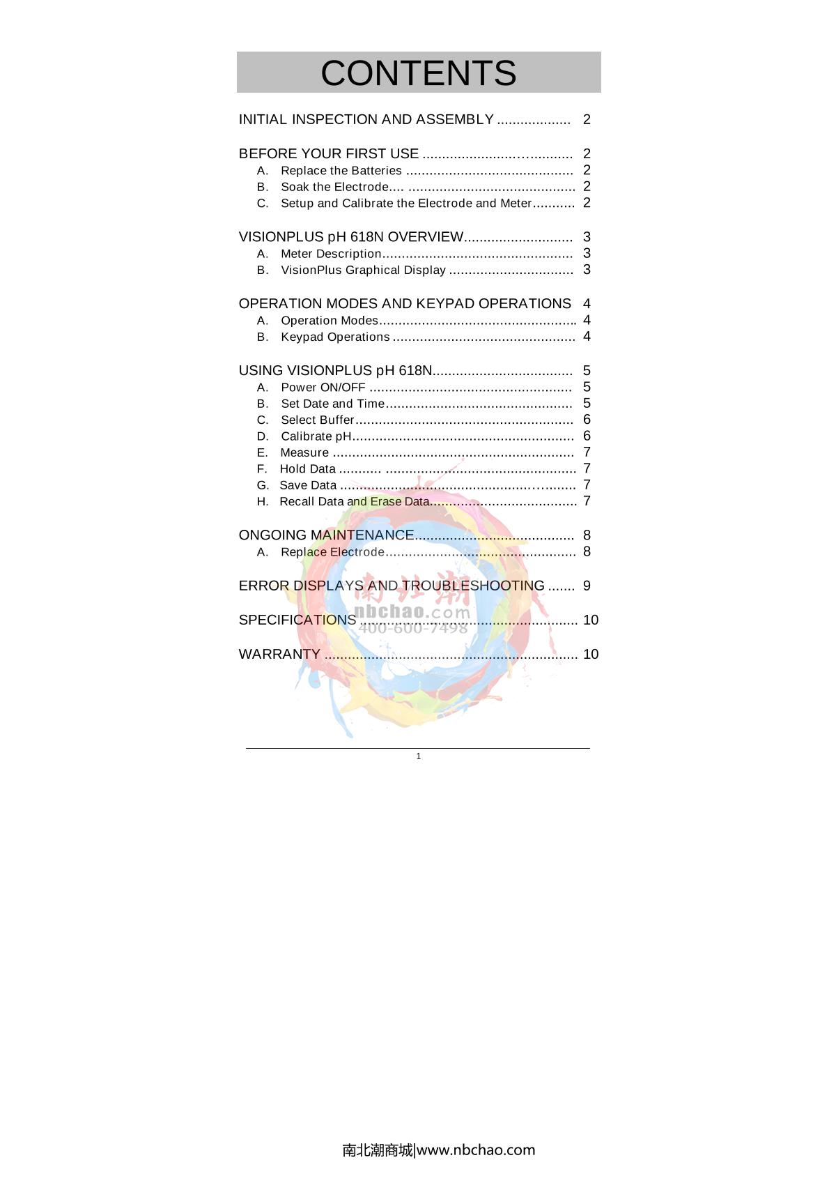JENCO 618N Pen pH temperature TesterManual page 2