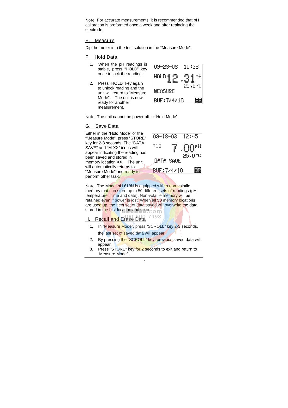 JENCO 618N Pen pH temperature TesterManual page 8