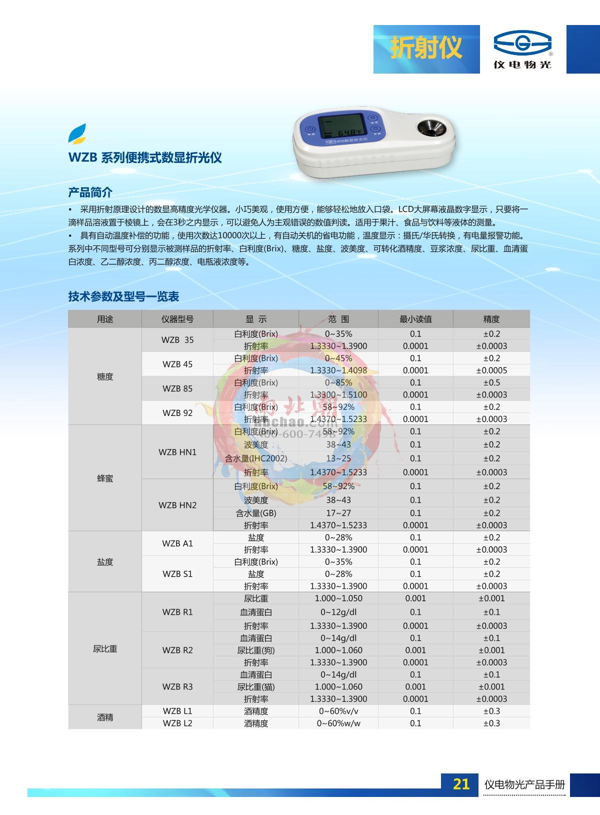 INESA WZB-F A1 Portable digital refractometer brochure page 2