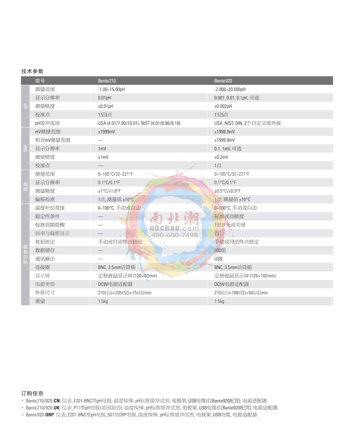 Bante Bante210-CN Laboratory pH Meter brochure page 2