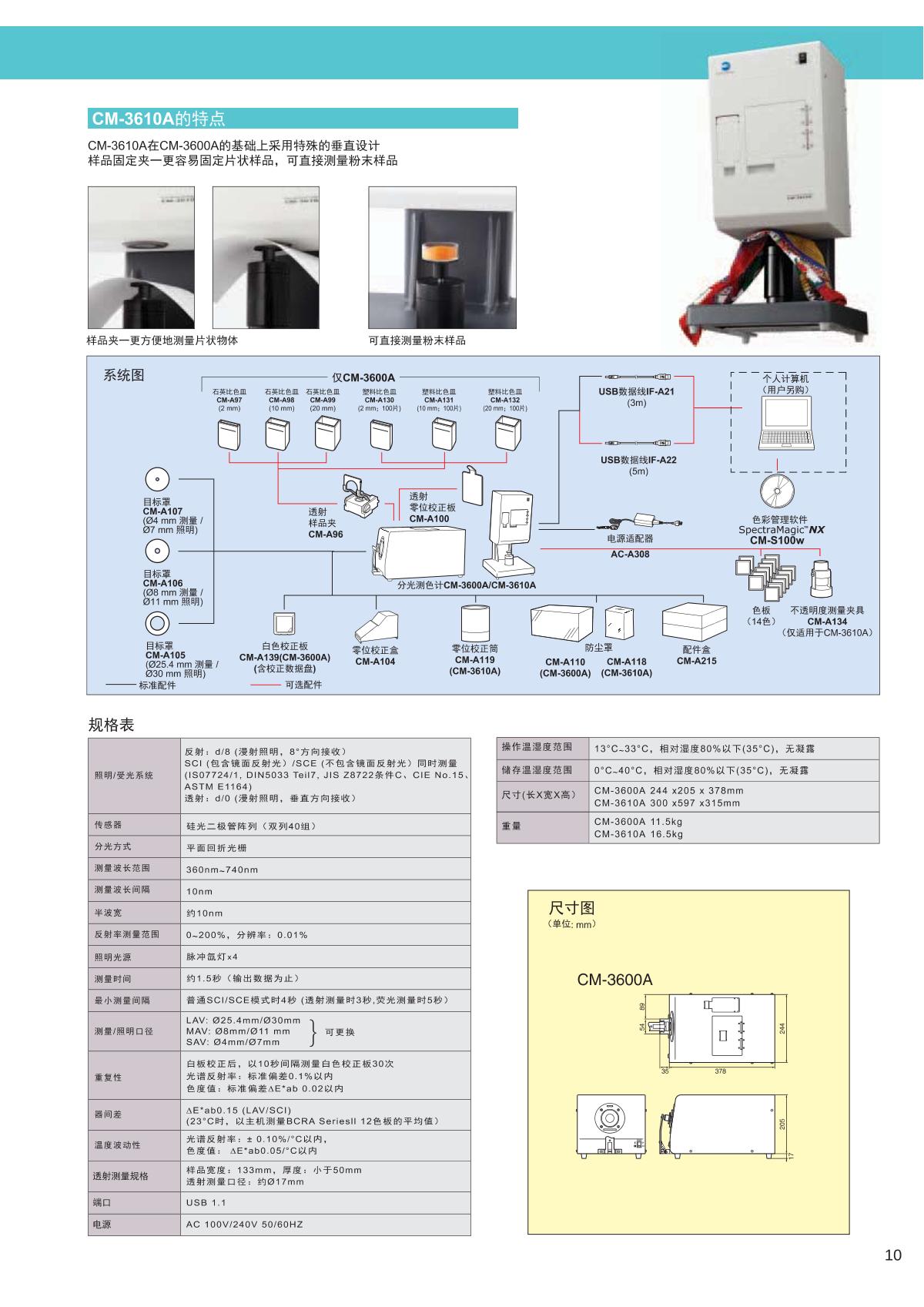 KONICAMINOLTA CM-3600A Colorimeter brochure page 2