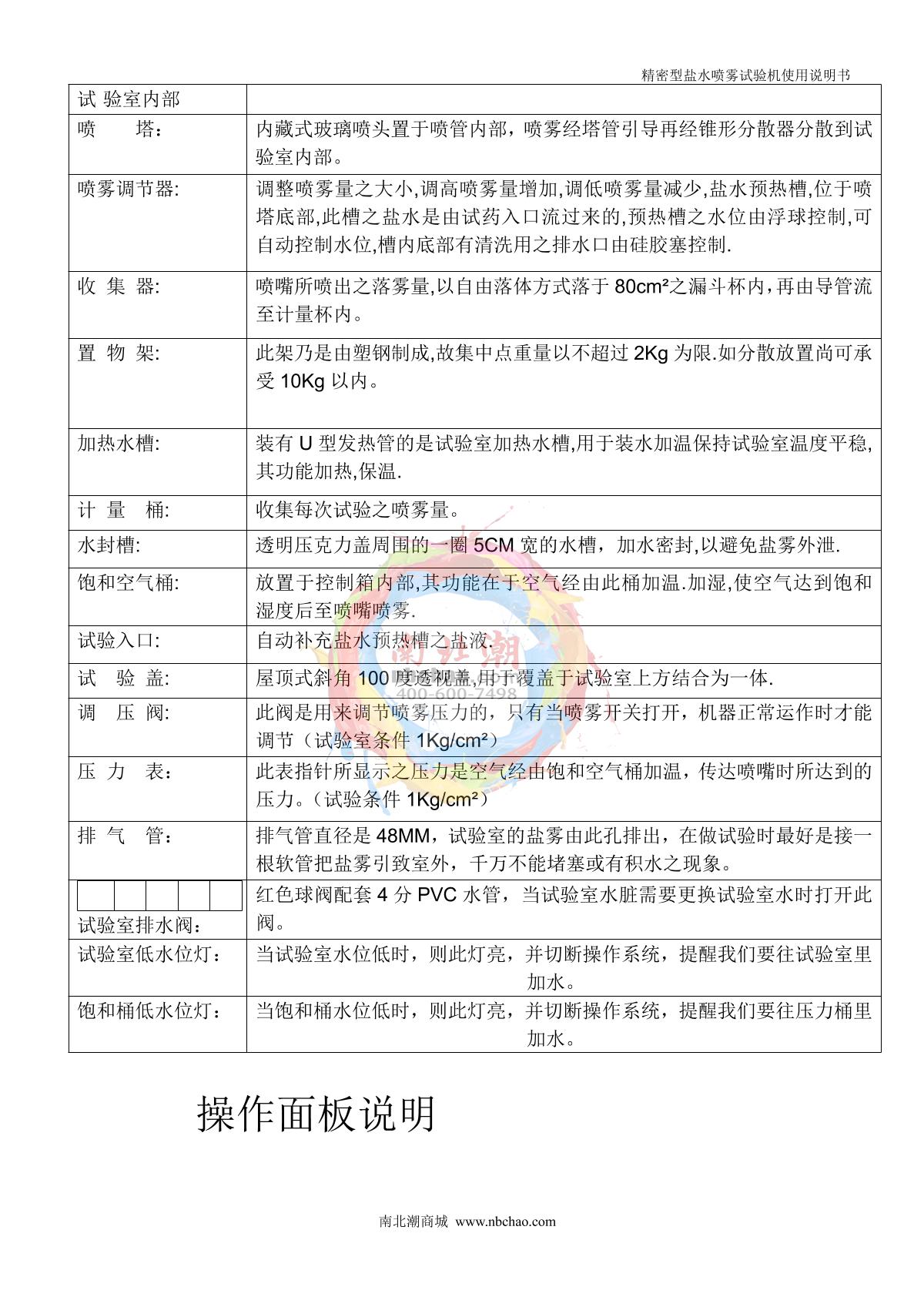 Factory NBC-YW60A Precision salt spray testing machineManual page 3