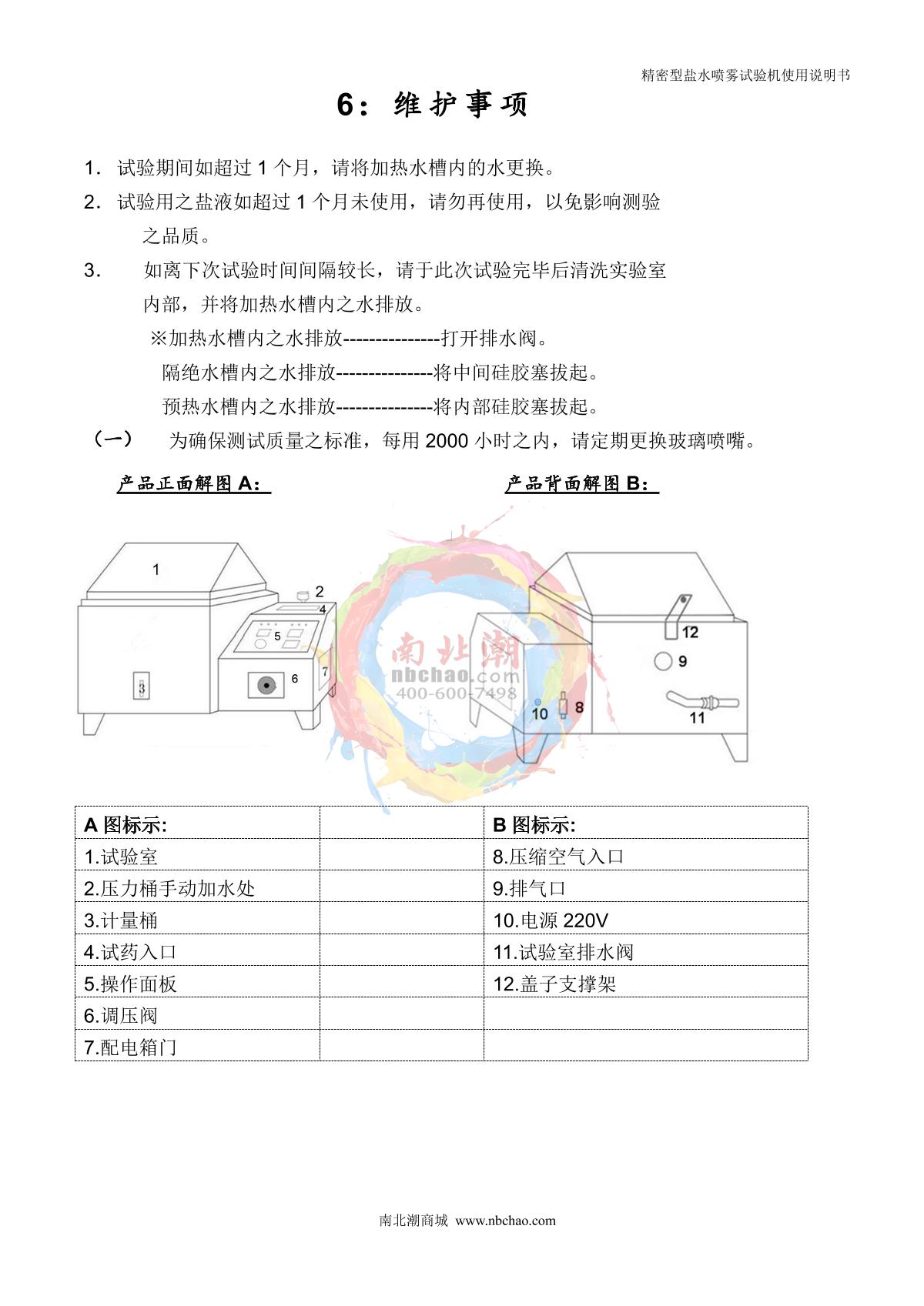 Factory NBC-YW60A Precision salt spray testing machineManual page 10
