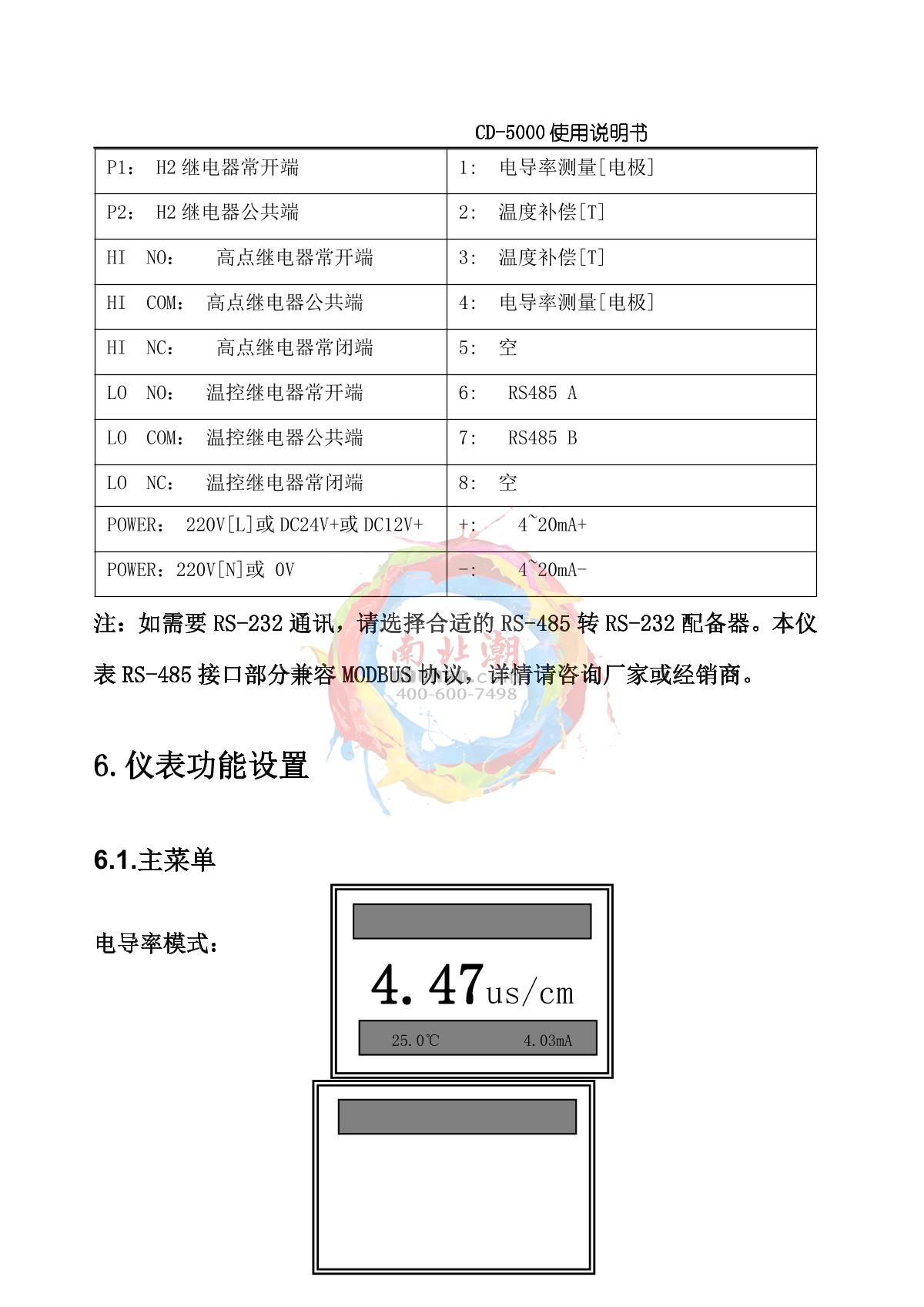 NOBOTECH CD-5000 Industrial online conductivity /TDS meterManual page 13