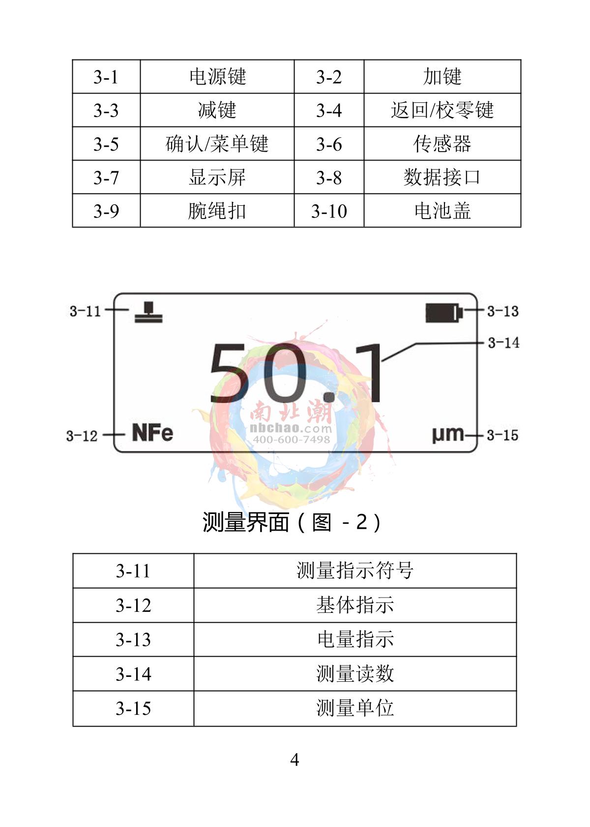 YiBai CTG-800-3000F Integrated Iron Base Standard Coating Thickness GaugeManual page 5