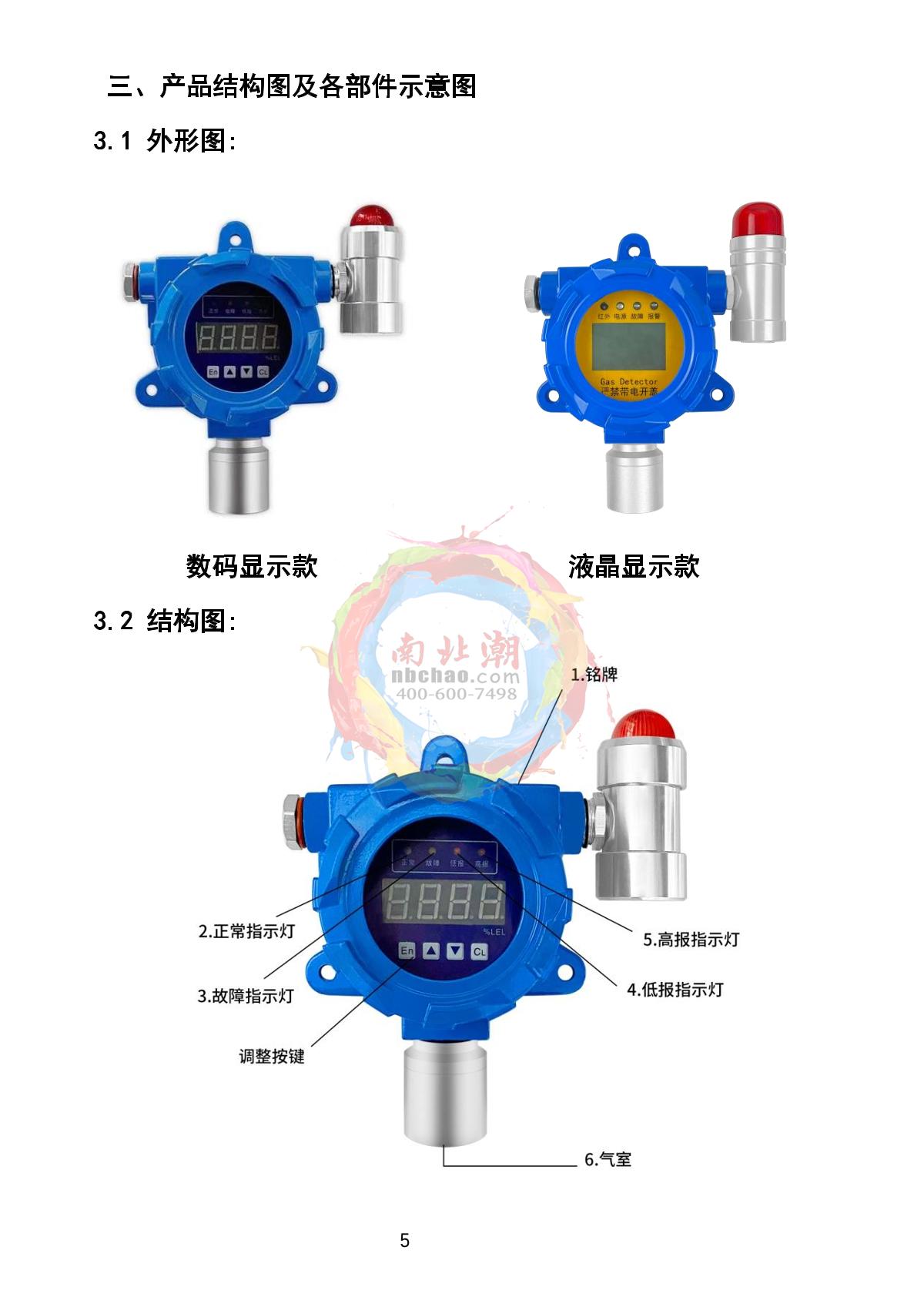 HuiRuiPu HRP-T1000-H2S Hydrogen sulfide Gas Detector (LCD display with lamp)Manual page 6