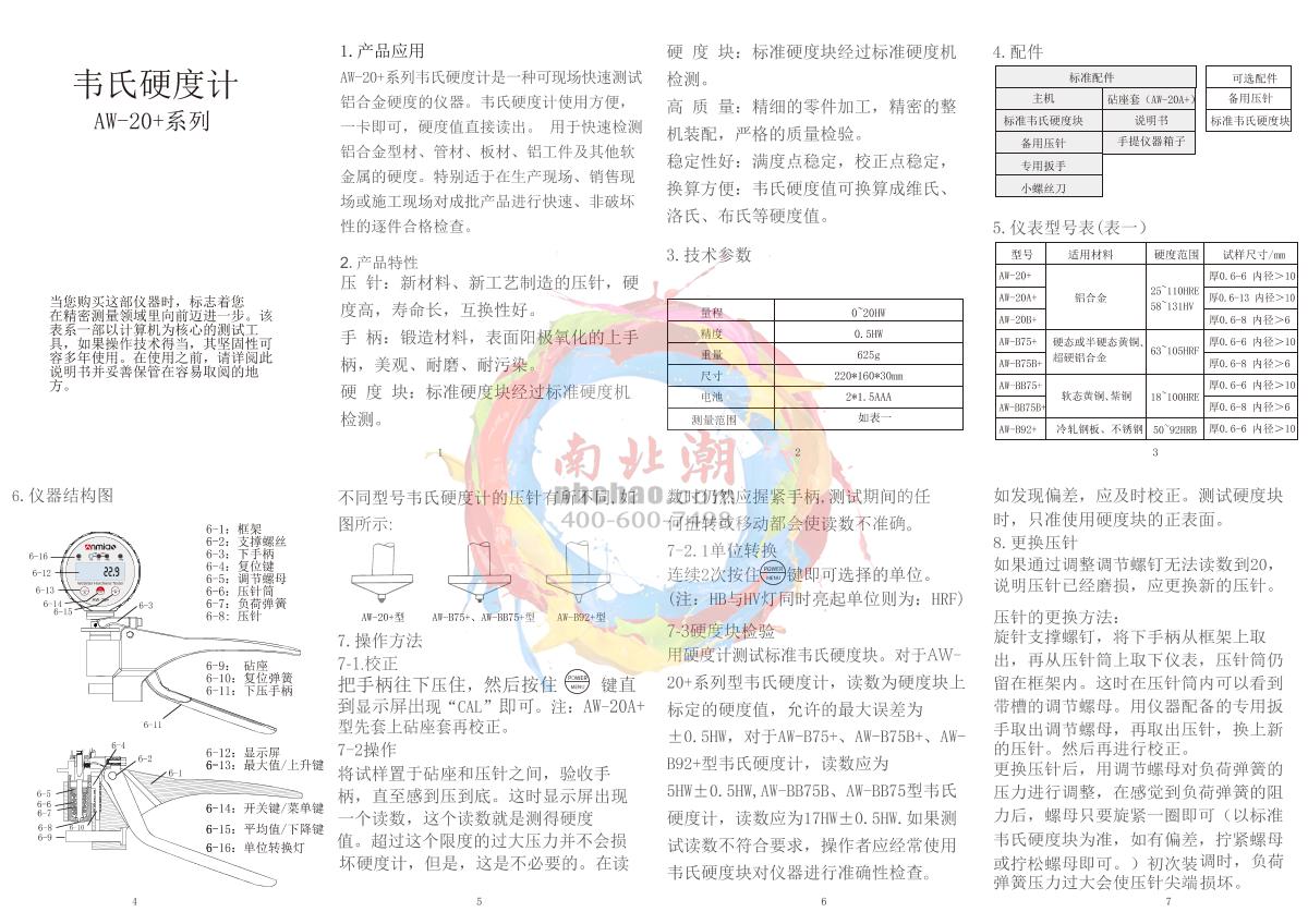 AMITTARI AW-B92+ Wechsler Hardness Tester brochure page 1