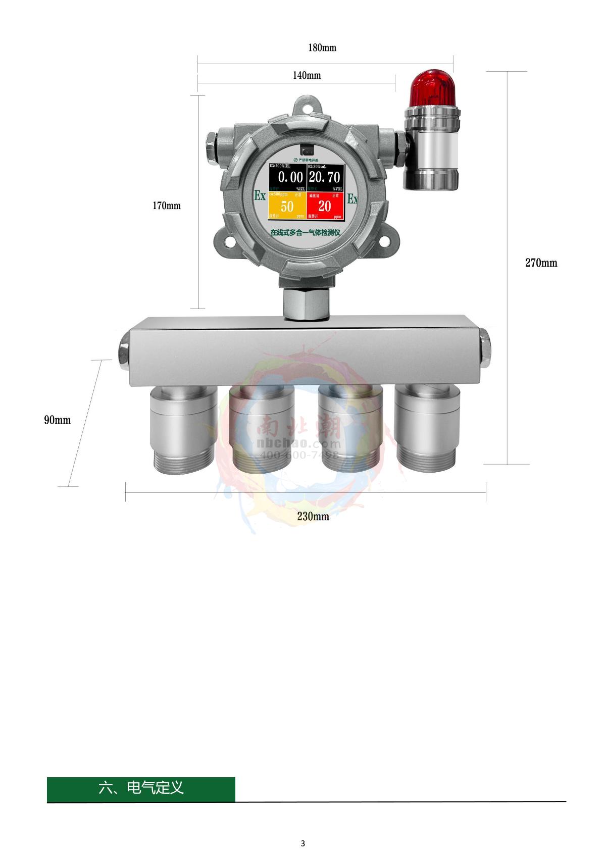 GUOYUGR GY/VGD-200-4M-G（CO2/N2/O2/EX） Online all-in-one DetectorManual page 4