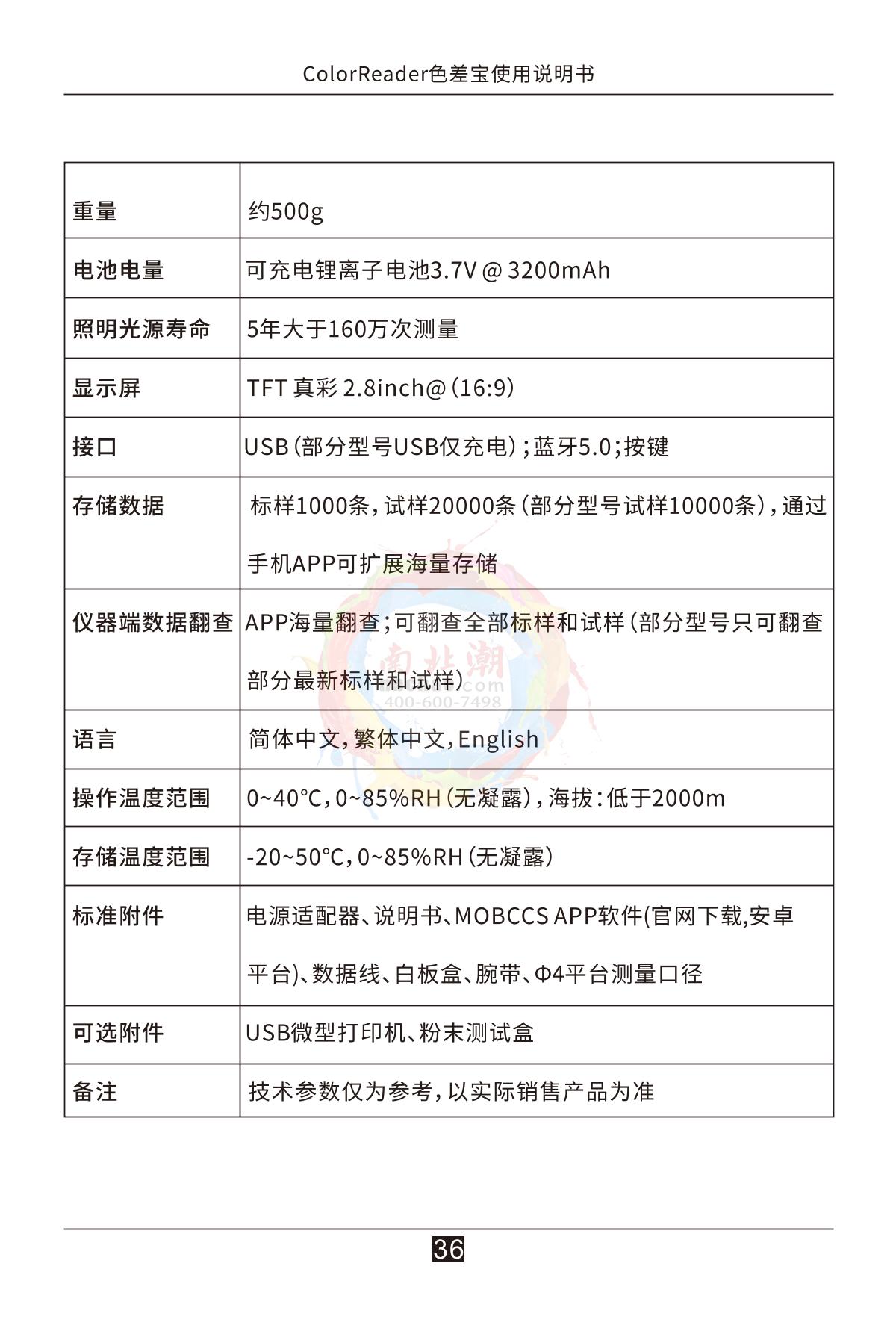 3NH CR5 Color difference treasureManual page 41