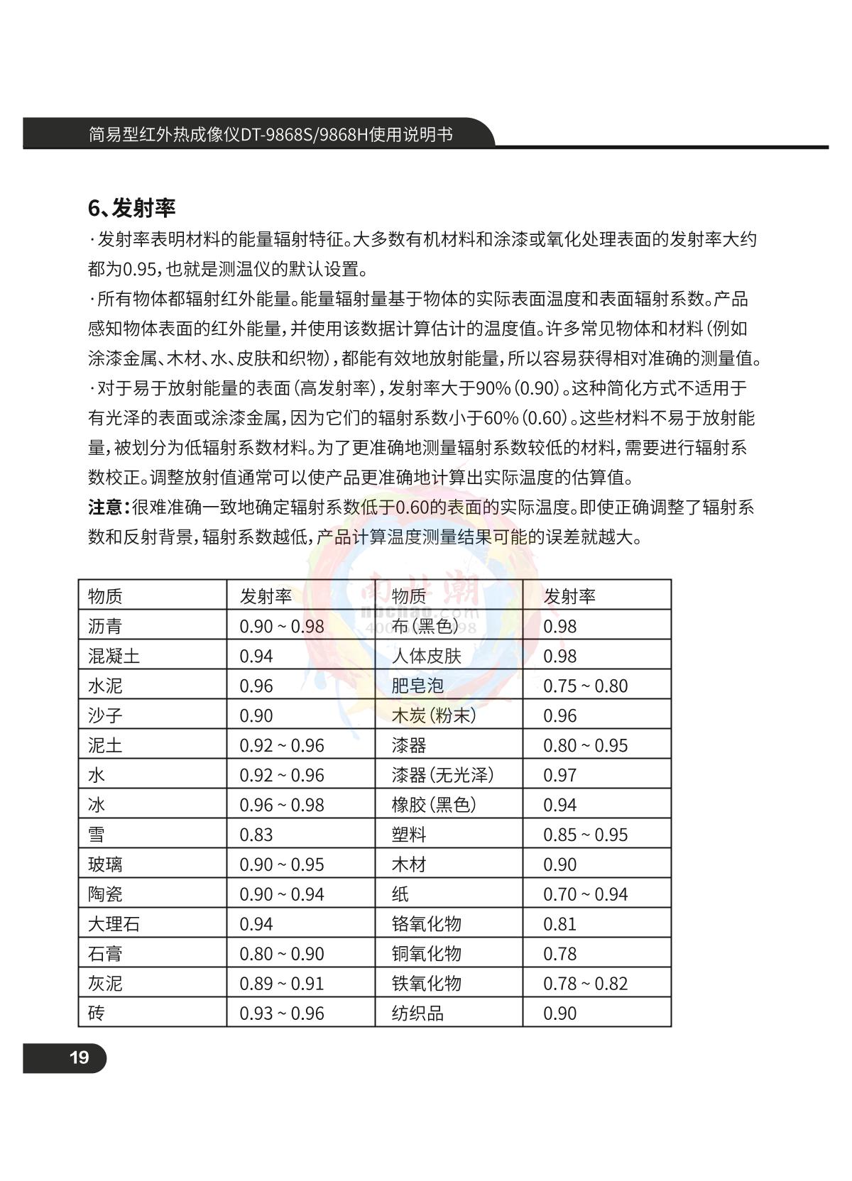 CEM DT-9868S Simple infrared thermal imagery instrumentManual page 20