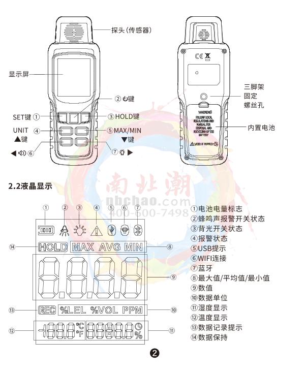 YOWEXA YW-GS-O2-B Portable oxygen DetectorManual page 2