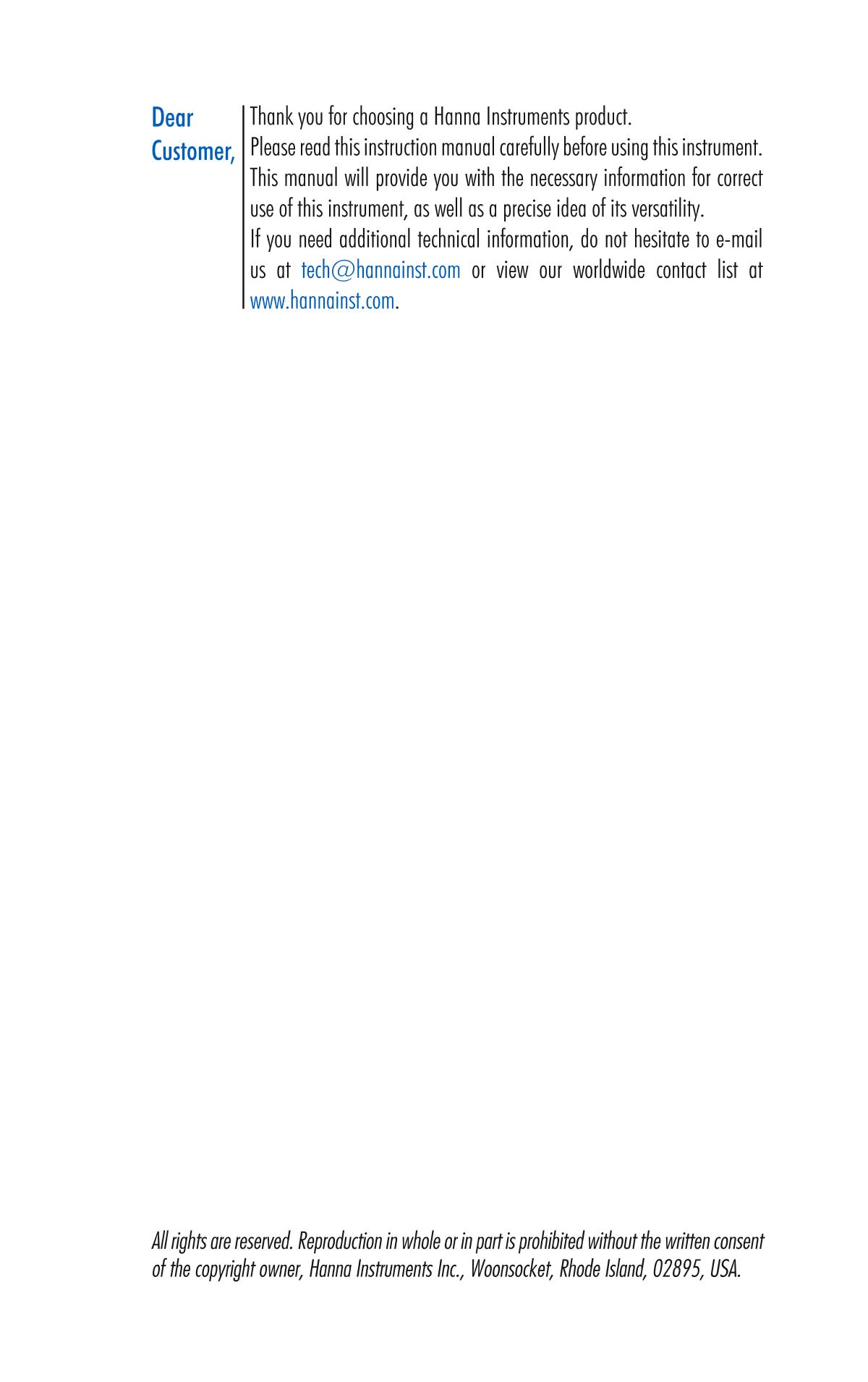 HANNA HI97720 PhotometerManual page 2