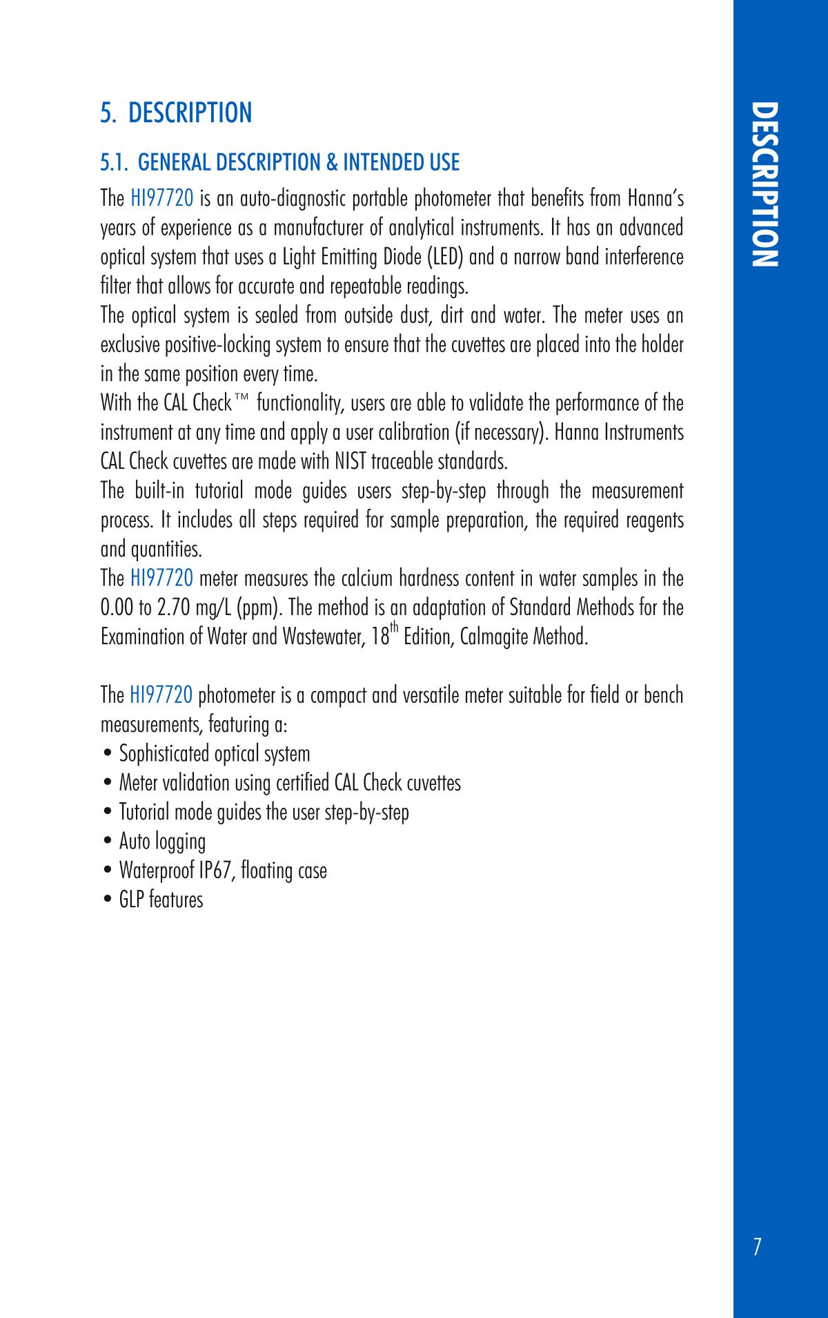 HANNA HI97720 PhotometerManual page 7