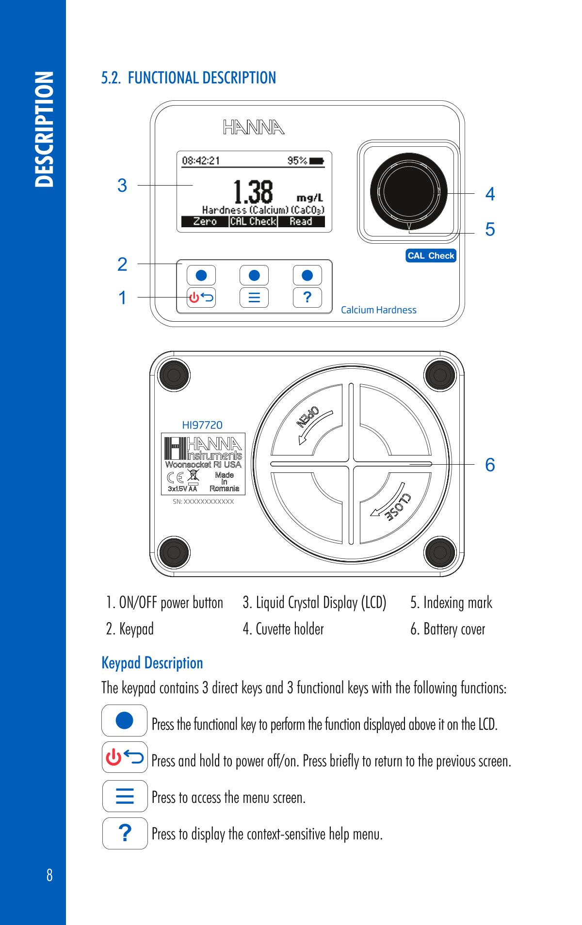 HANNA HI97720 PhotometerManual page 8