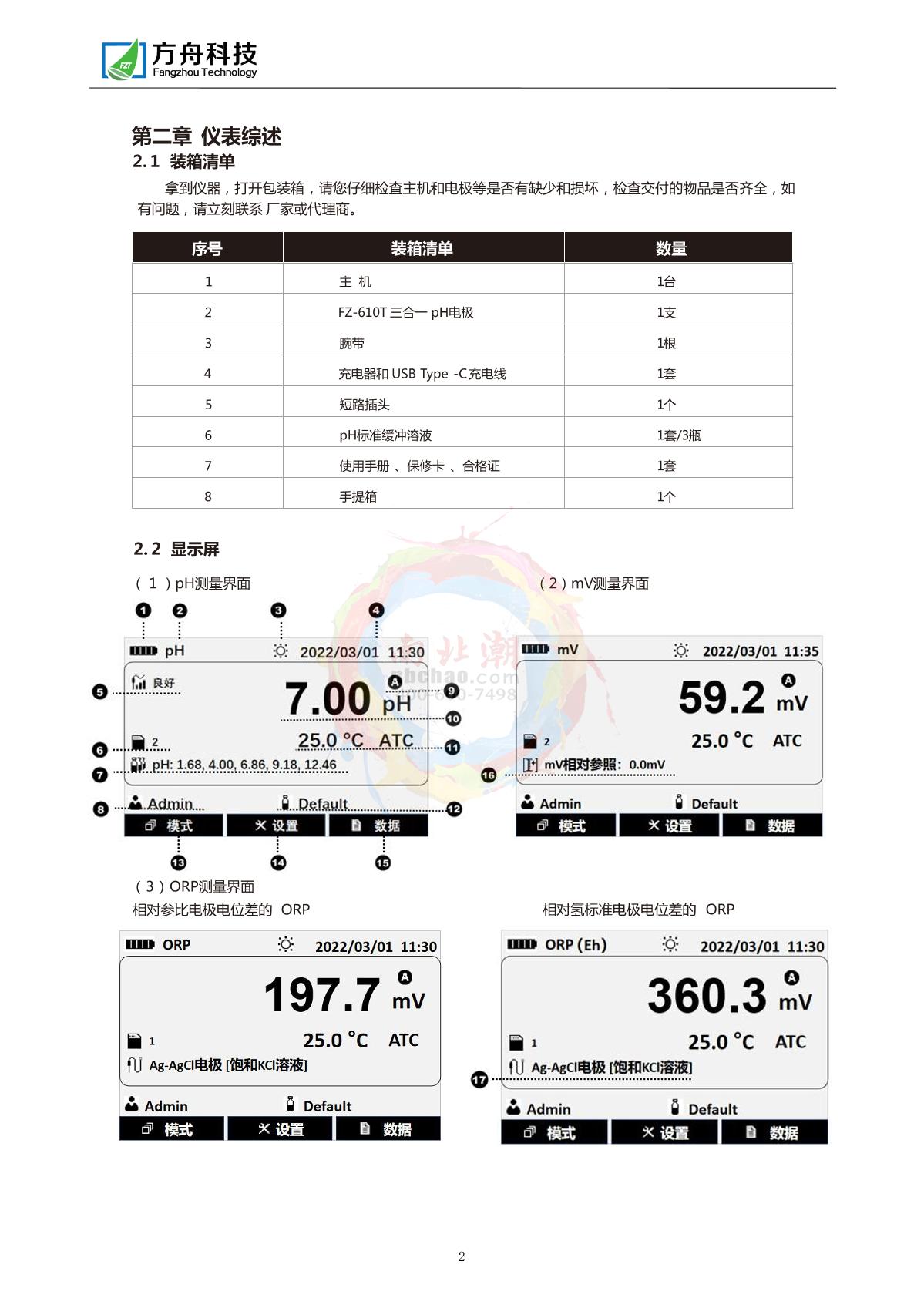 FZchina FZR-362 Portable ORP/pH MeterManual page 4