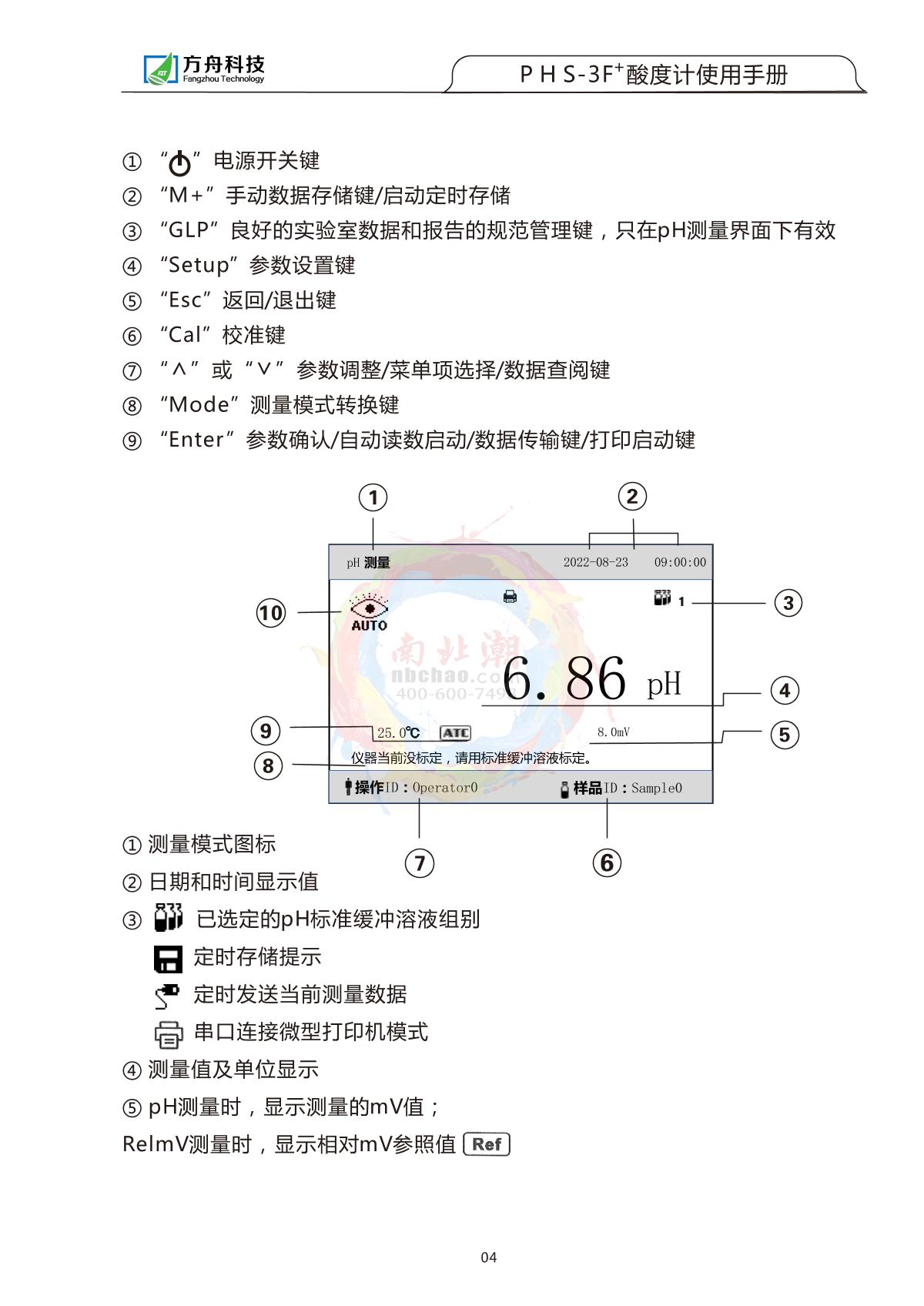FZchina PHS-3F+ Acidity meterManual page 5