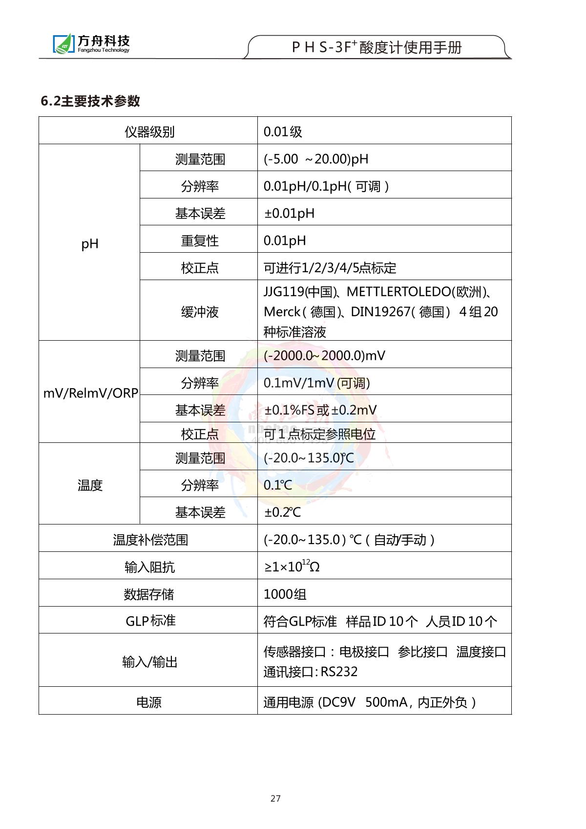 FZchina PHS-3F+ Acidity meterManual page 28