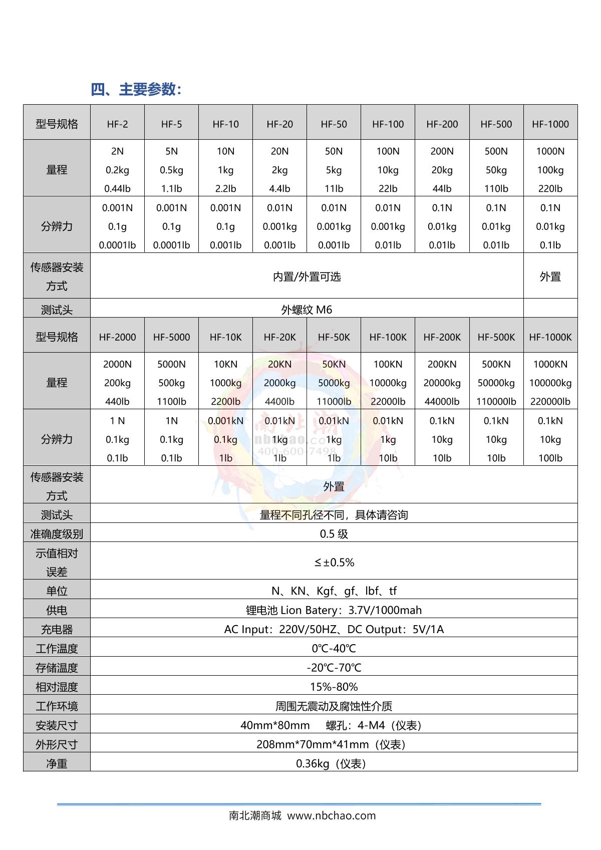 HBO HF-200K Force Gauge (Digital Display) brochure page 3