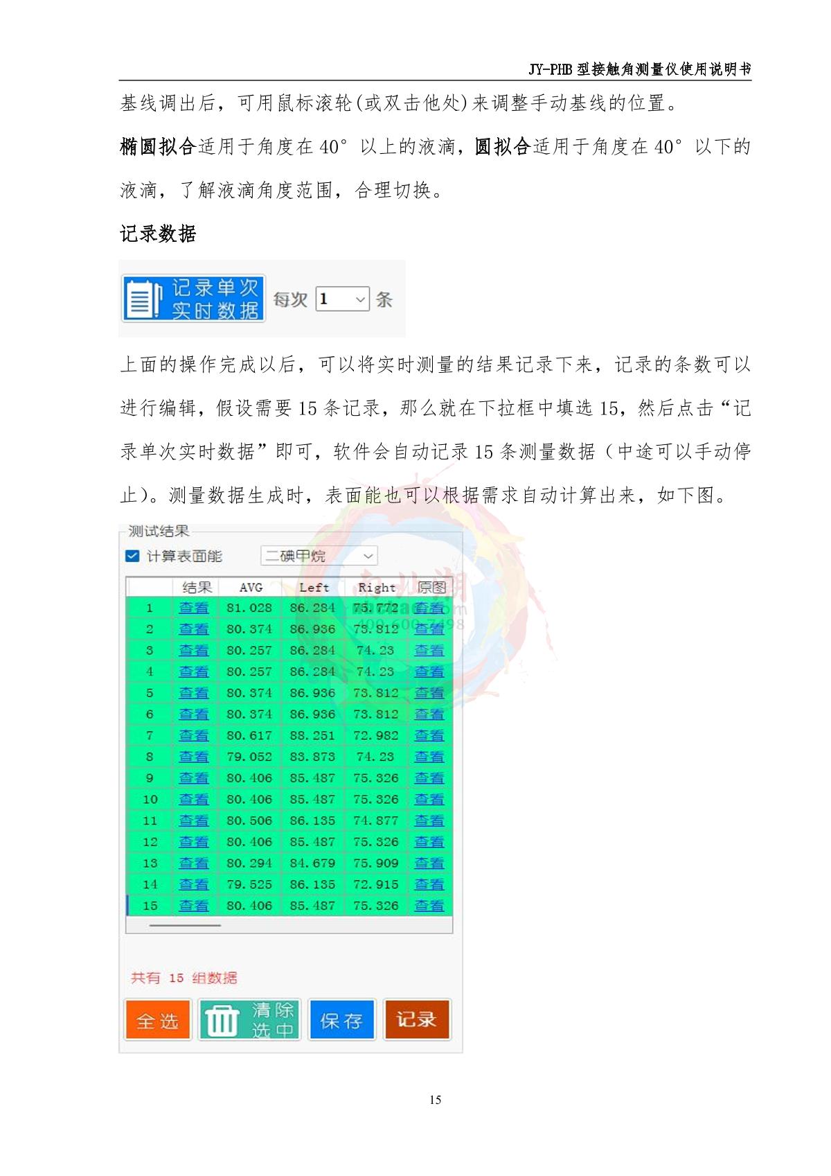DeYouTe JY-PHB Contact angle TesterManual page 15