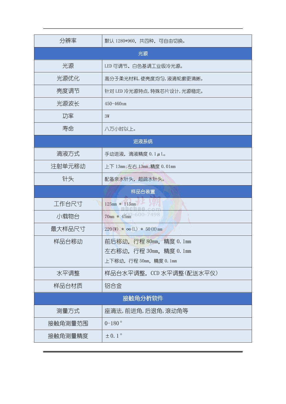 DeYouTe JY-PHB Contact angle Tester brochure page 6