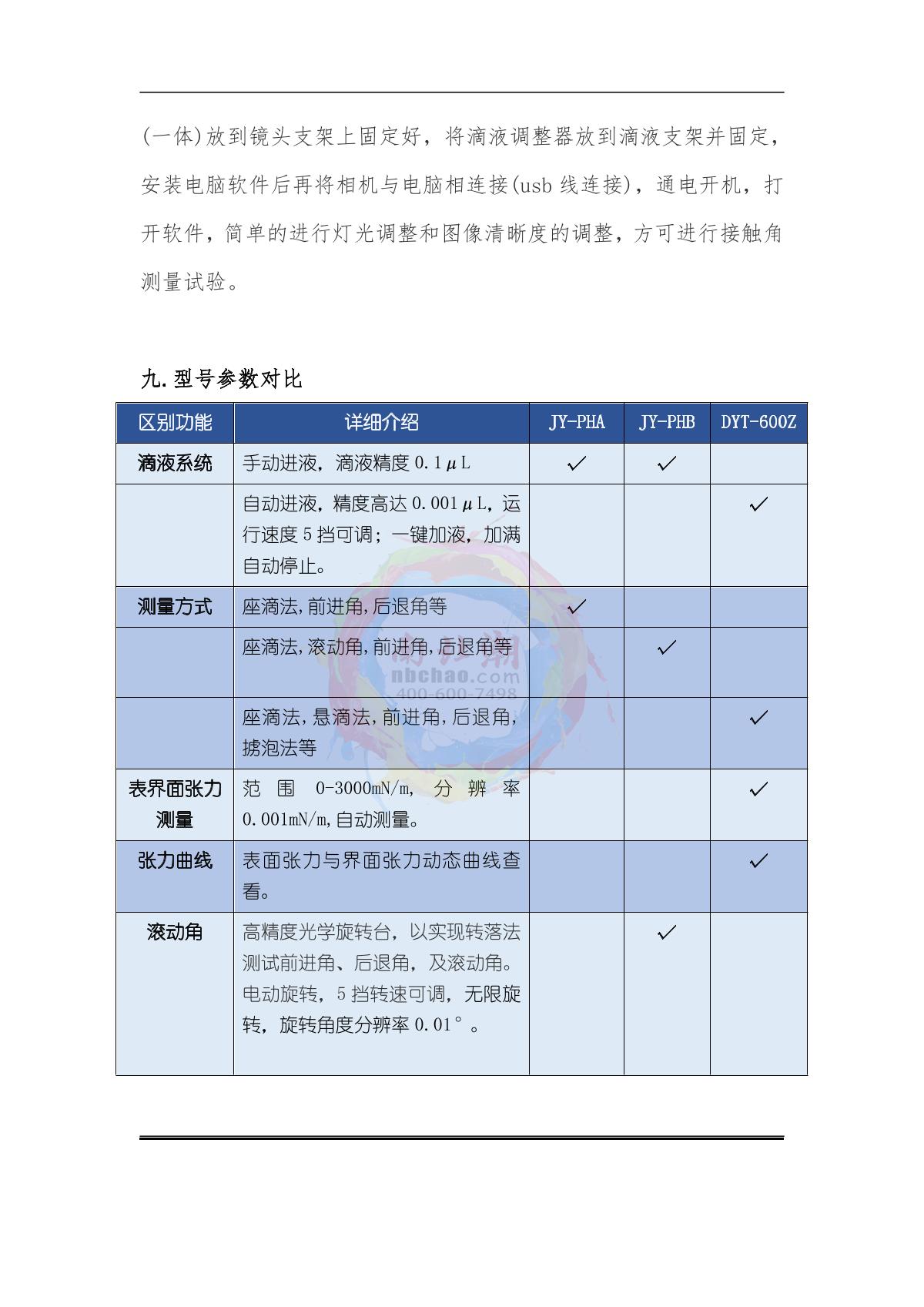 DeYouTe JY-PHB Contact angle Tester brochure page 12