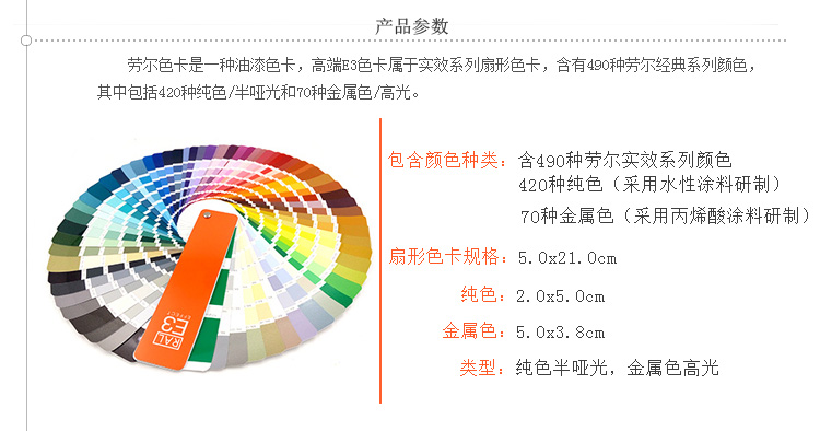 Product parameters of RAL E3 Color Chart