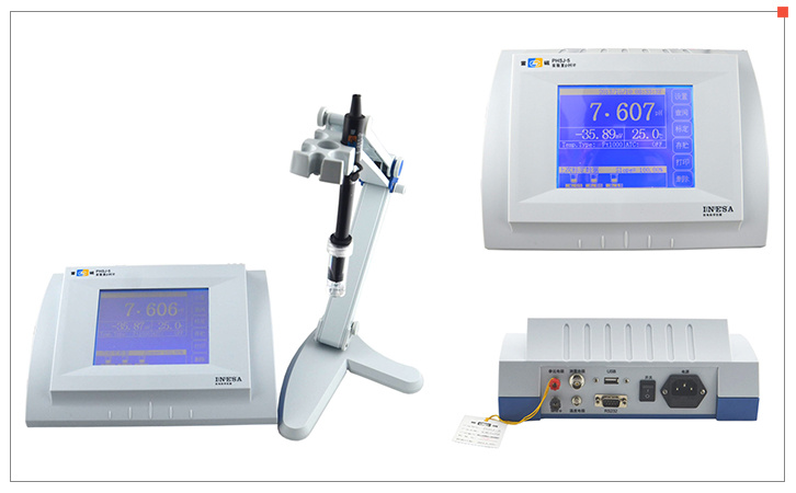 Raymagnetic PHSJ-5 laboratory PH meter display and back view