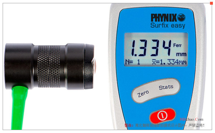 Detail of the operation panel of the PHYNIX Surfix easy E FN dual-function coating Thickness Gauge in Germany