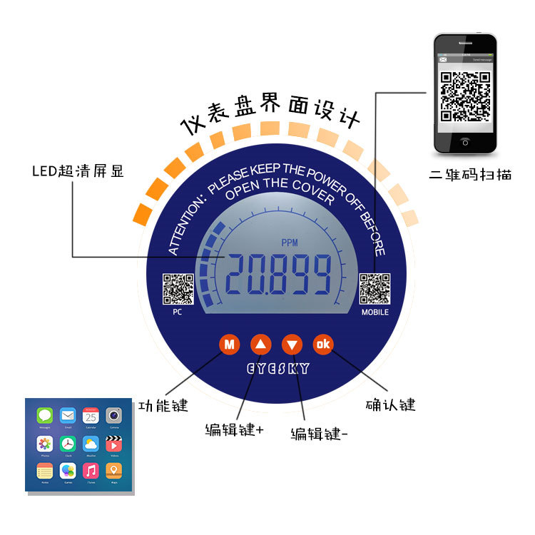 Visionless ES10B11-VOC (0~2000ppm) fixed VOC gas detection instrument panel structure diagram