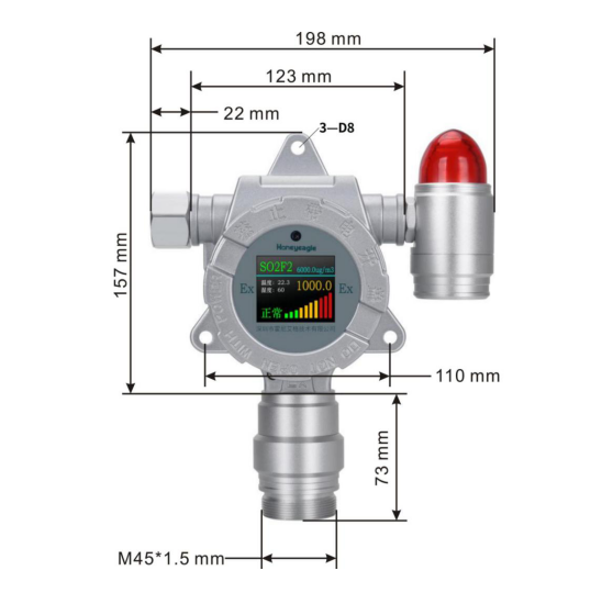 Honey Egger HNAG1000-CO(0-10000PPM) Carbon Monoxide Detector Details Figure 1