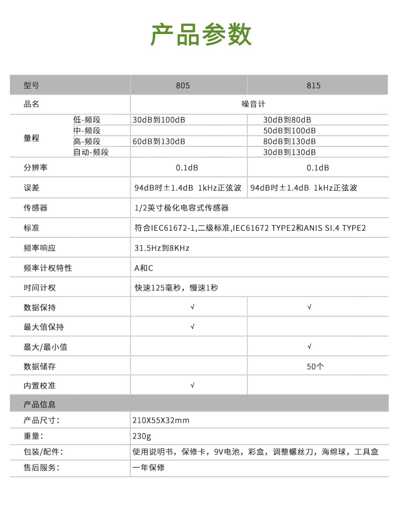 华盛昌 DT-805 专业噪音计详情图8