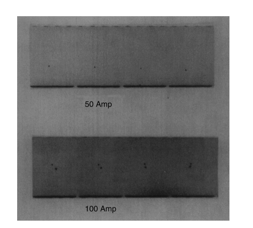 Figure 33.2 The relationship between the number of arc points on the titanium cathode arc source and the arc current