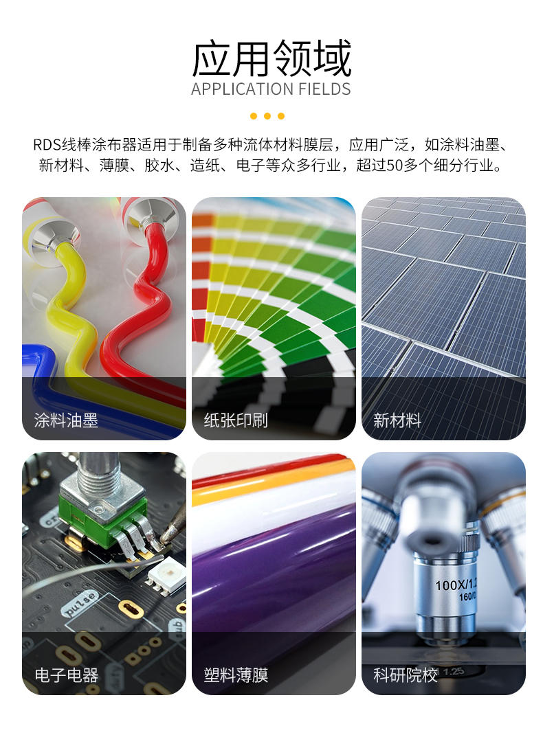 RDS 44# 1/4" 绕丝线棒涂布器应用领域